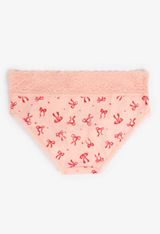 Simply Comfy Cotton Bow Print Hipster Panty, C9397, small