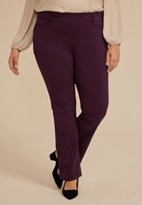 Plus Size Burgundy Bengaline Mid Rise Bootcut Pant, C9149, small