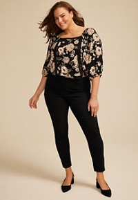 Plus Size Heathered Bengaline Mid Rise Bootcut Pant