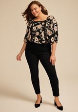 Plus Size Bengaline Constructed Waist Mid Rise Skinny Dress Pant, C106, small