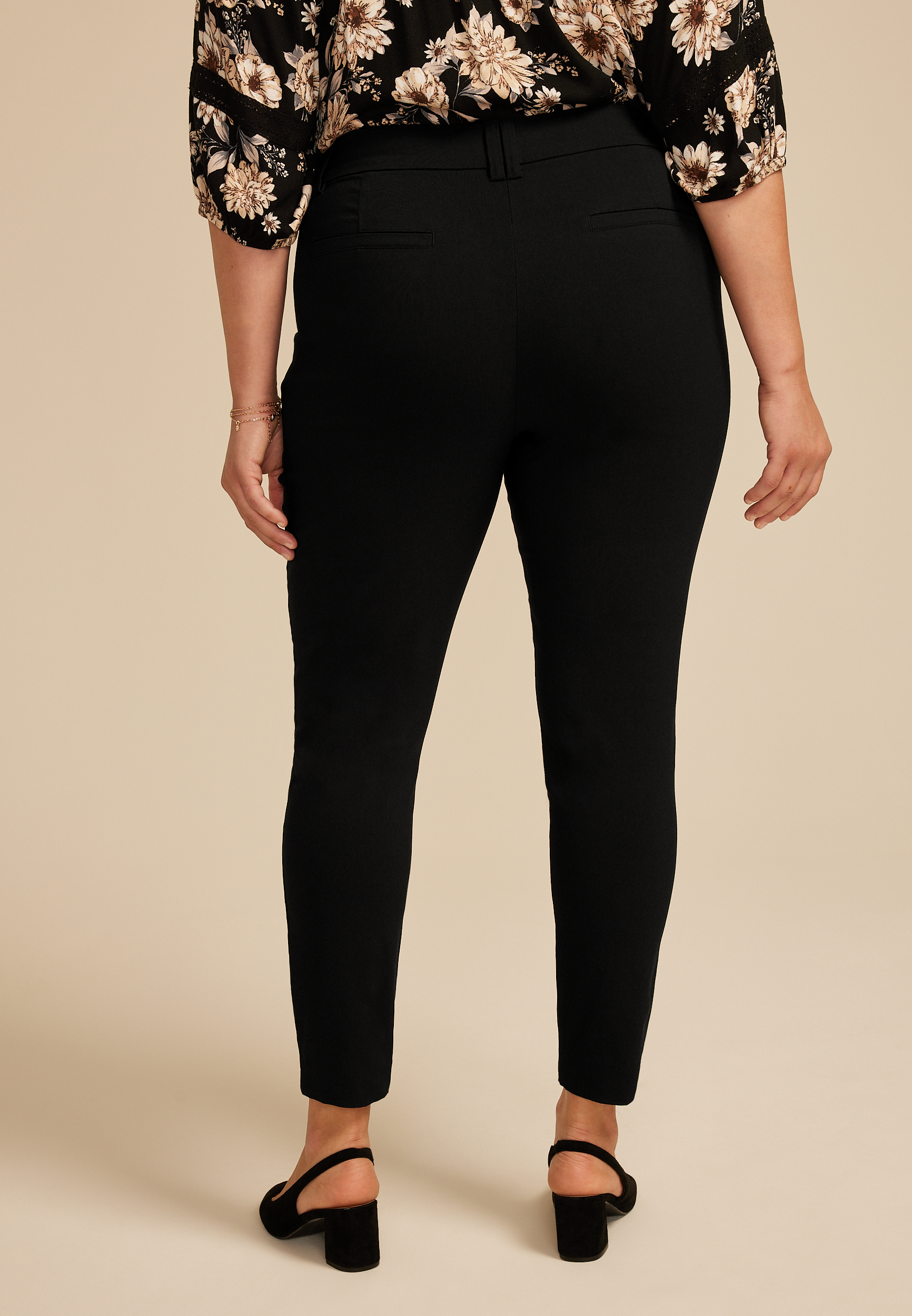 Plus Size Bengaline Constructed Waist Mid Rise Skinny Dress Pant - Main Image