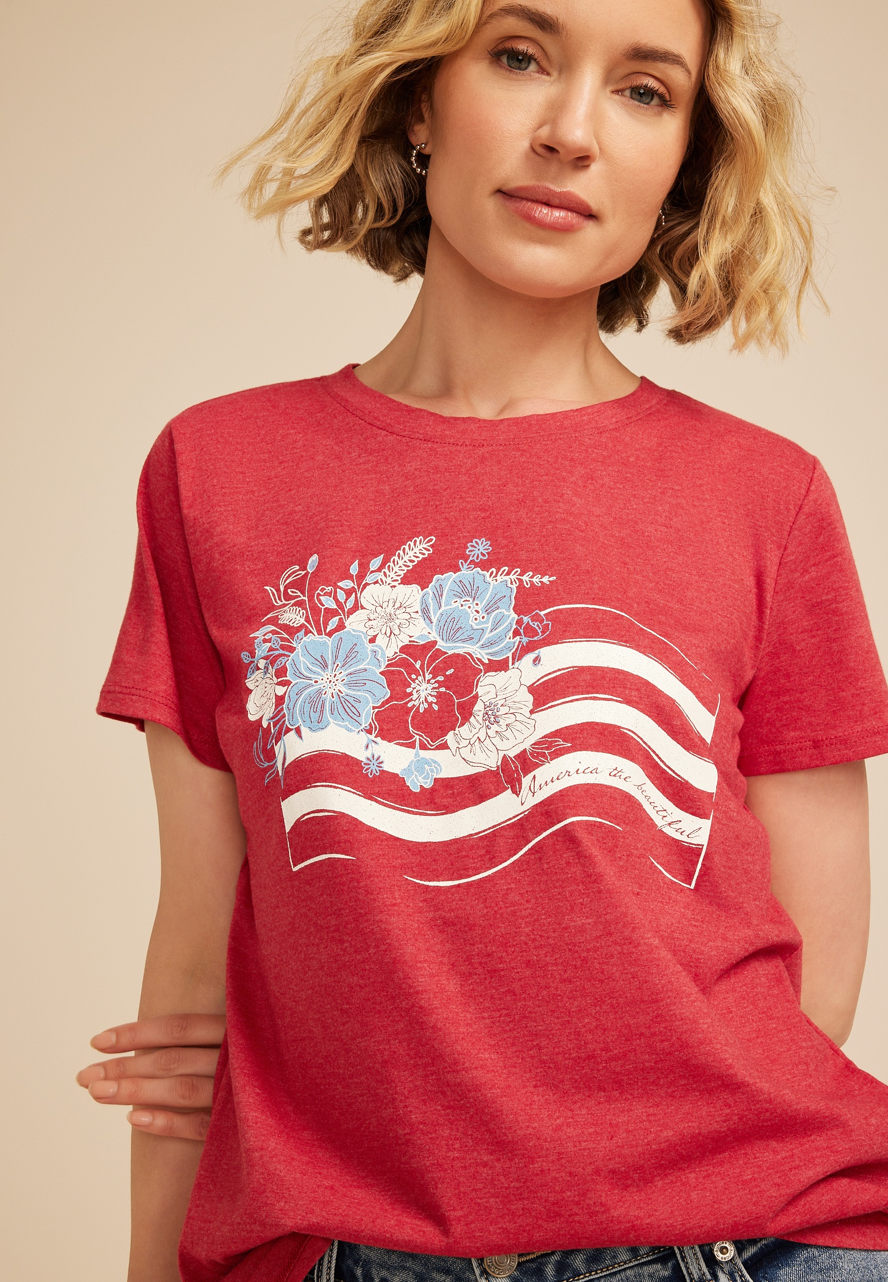 Floral Flag Classic Fit Graphic Tee, , large