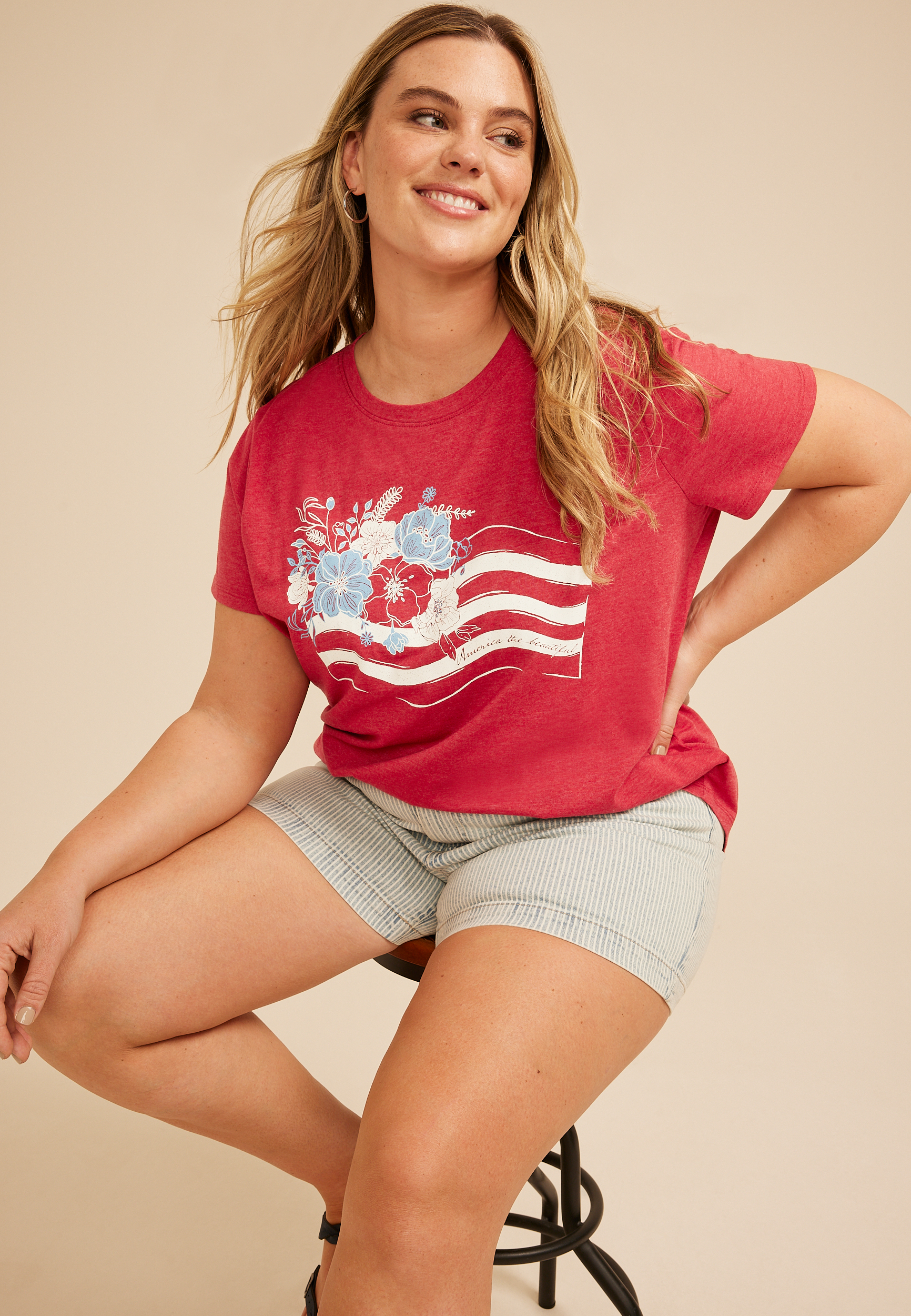 Floral Flag Classic Fit Graphic Tee, , large