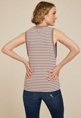 Striped Ribbed Side Gusset Tank Top, FOX TAUPE COMBO, small
