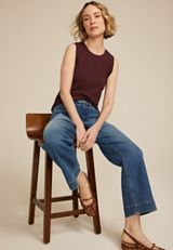Ribbed Side Gusset Tank Top, BROWN RUM, small