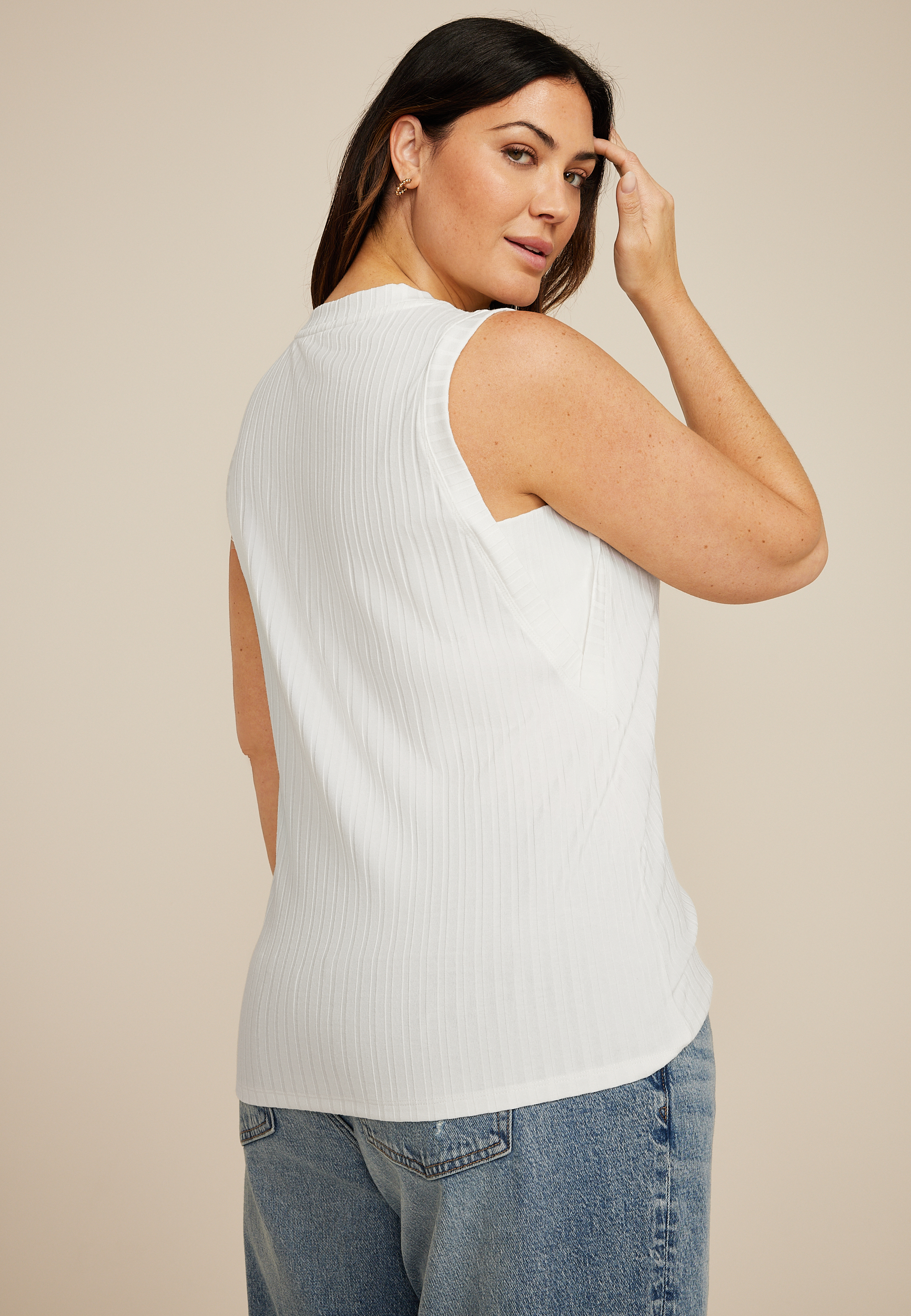 Plus Size Ribbed Side Gusset Tank Top, C2789, large