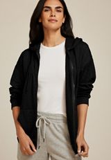 Cable Zip Up Hoodie, BLACK, small