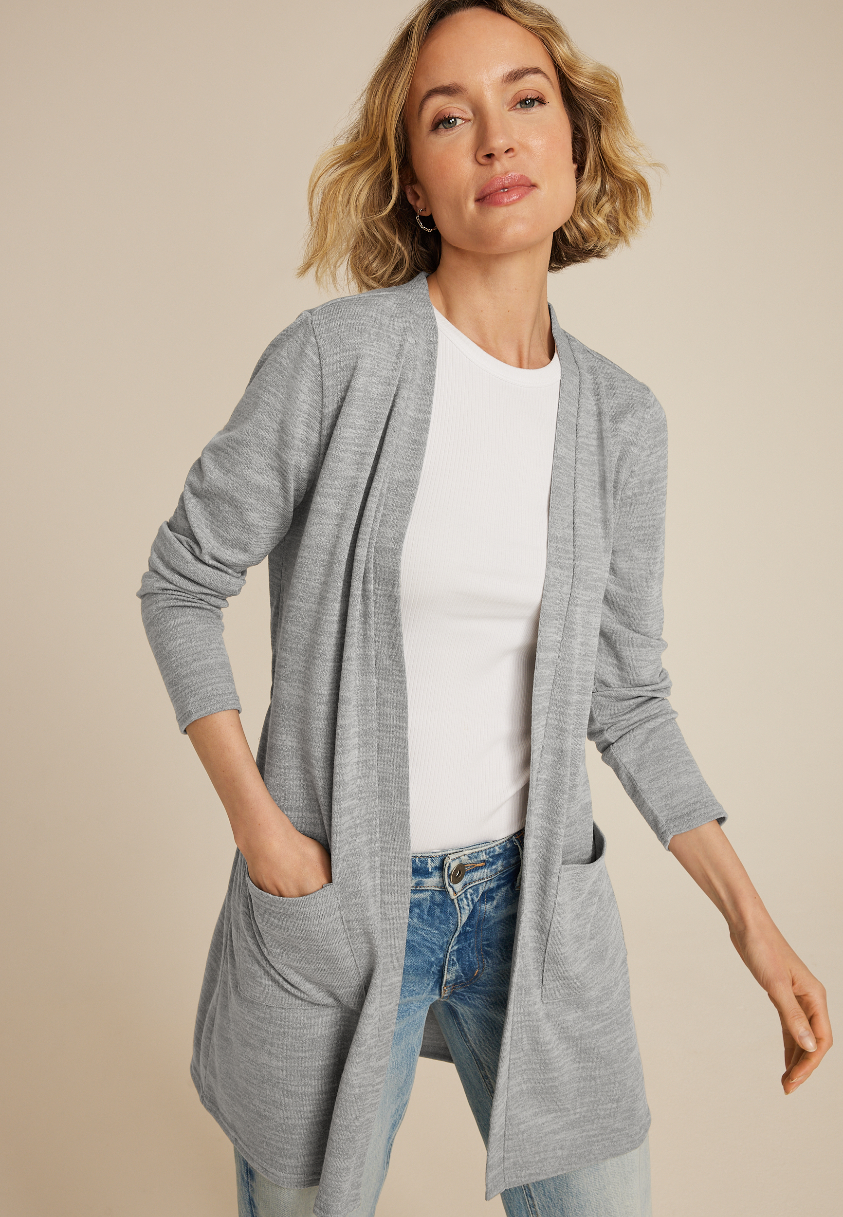 Bow Back Open Front Duster Cardigan, C1391, large