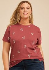 Plus Size 24/7 Dawson Embroidered Floral Crew Neck Tee, C5729, small