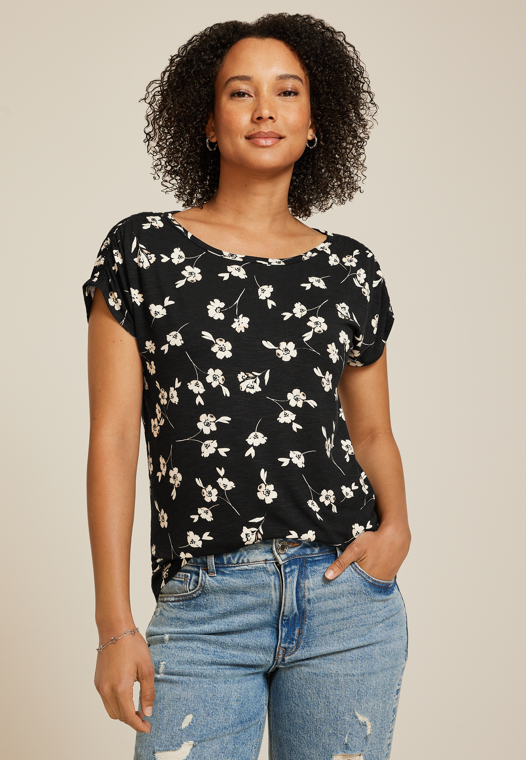 24/7 Fairhaven Ruched Shoulder Tee