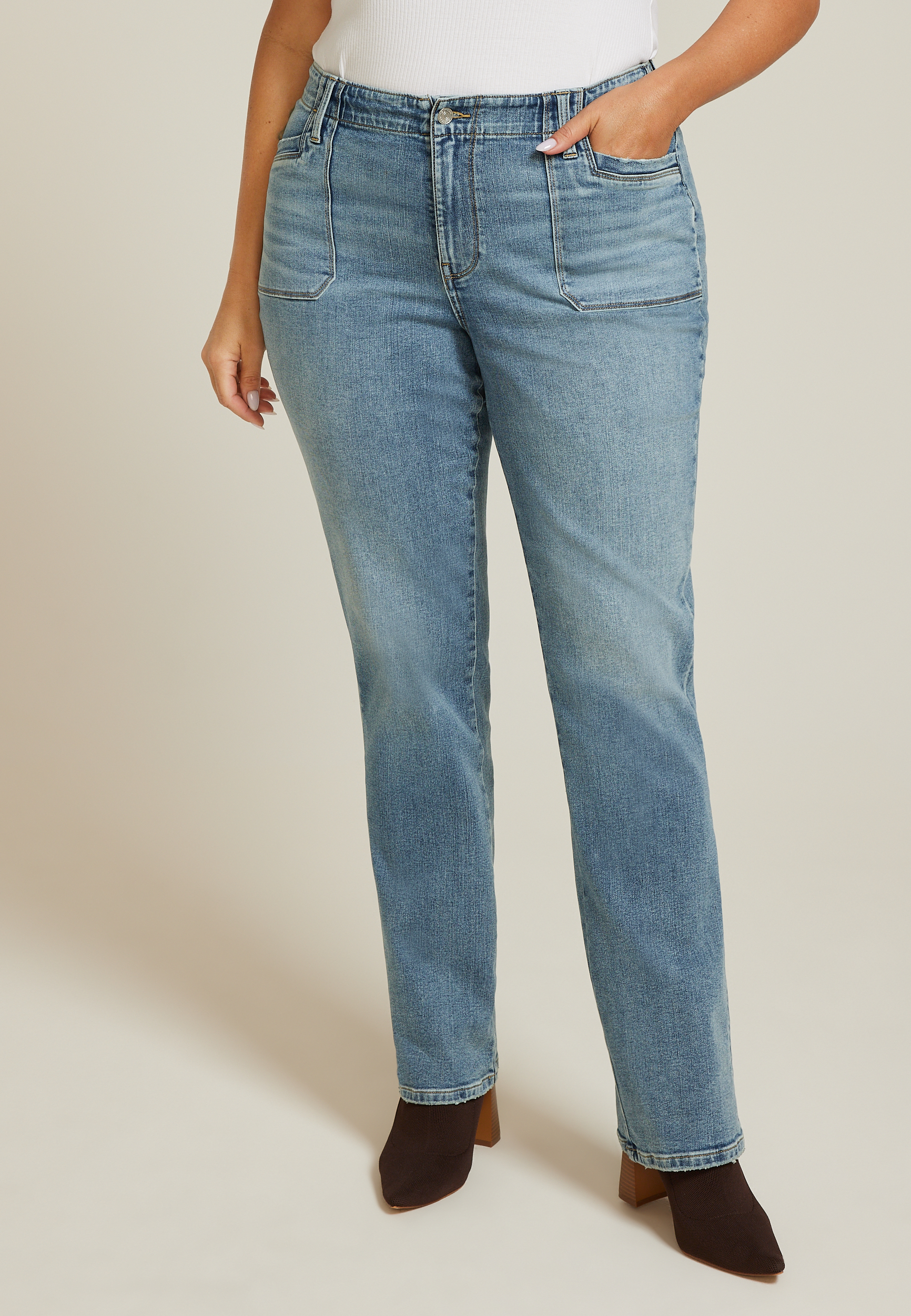 Plus Size m jeans by maurices™ High Rise Patch Pocket Slim Boot Jean