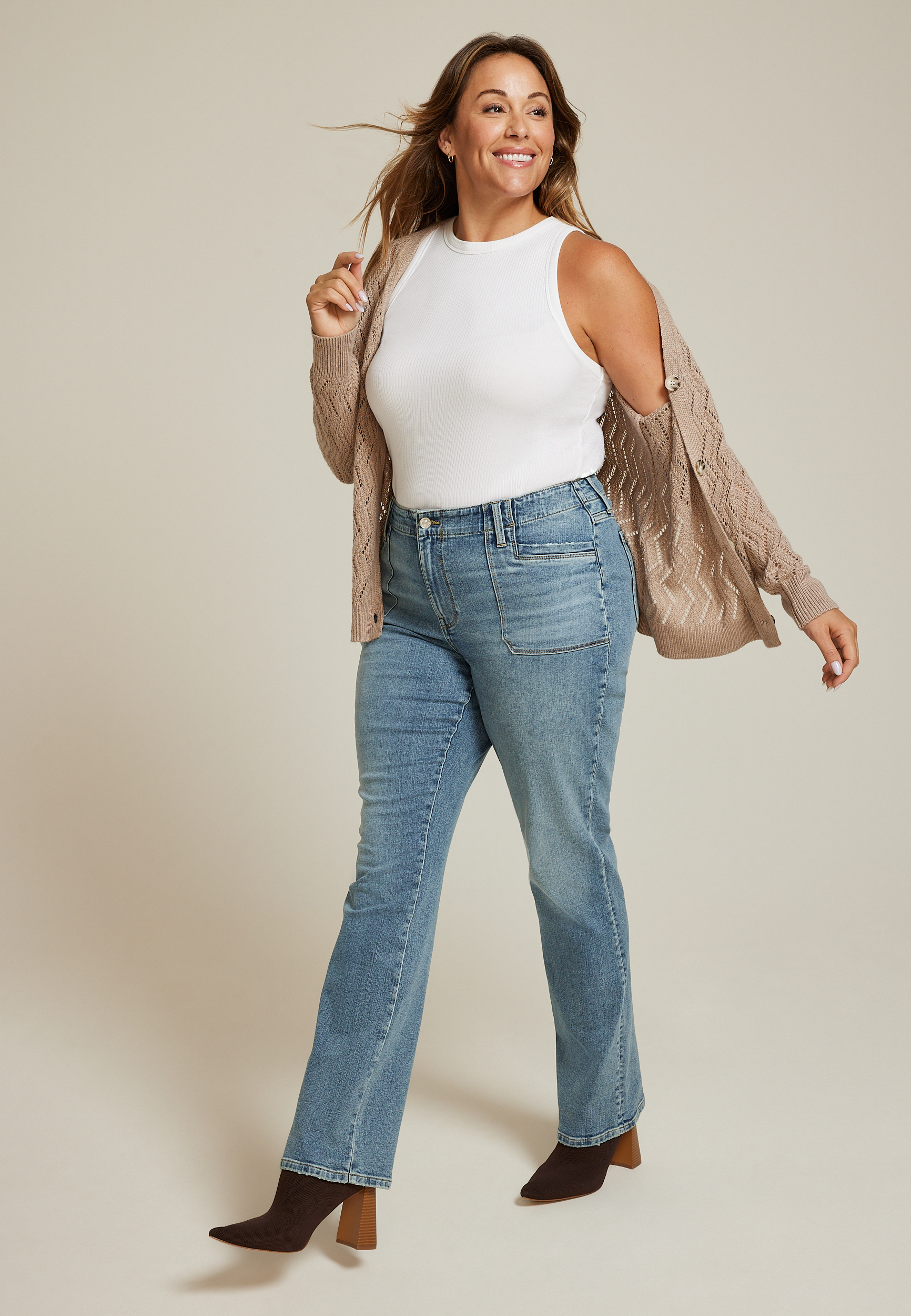 Plus Size m jeans by maurices™ High Rise Patch Pocket Slim Boot Jean