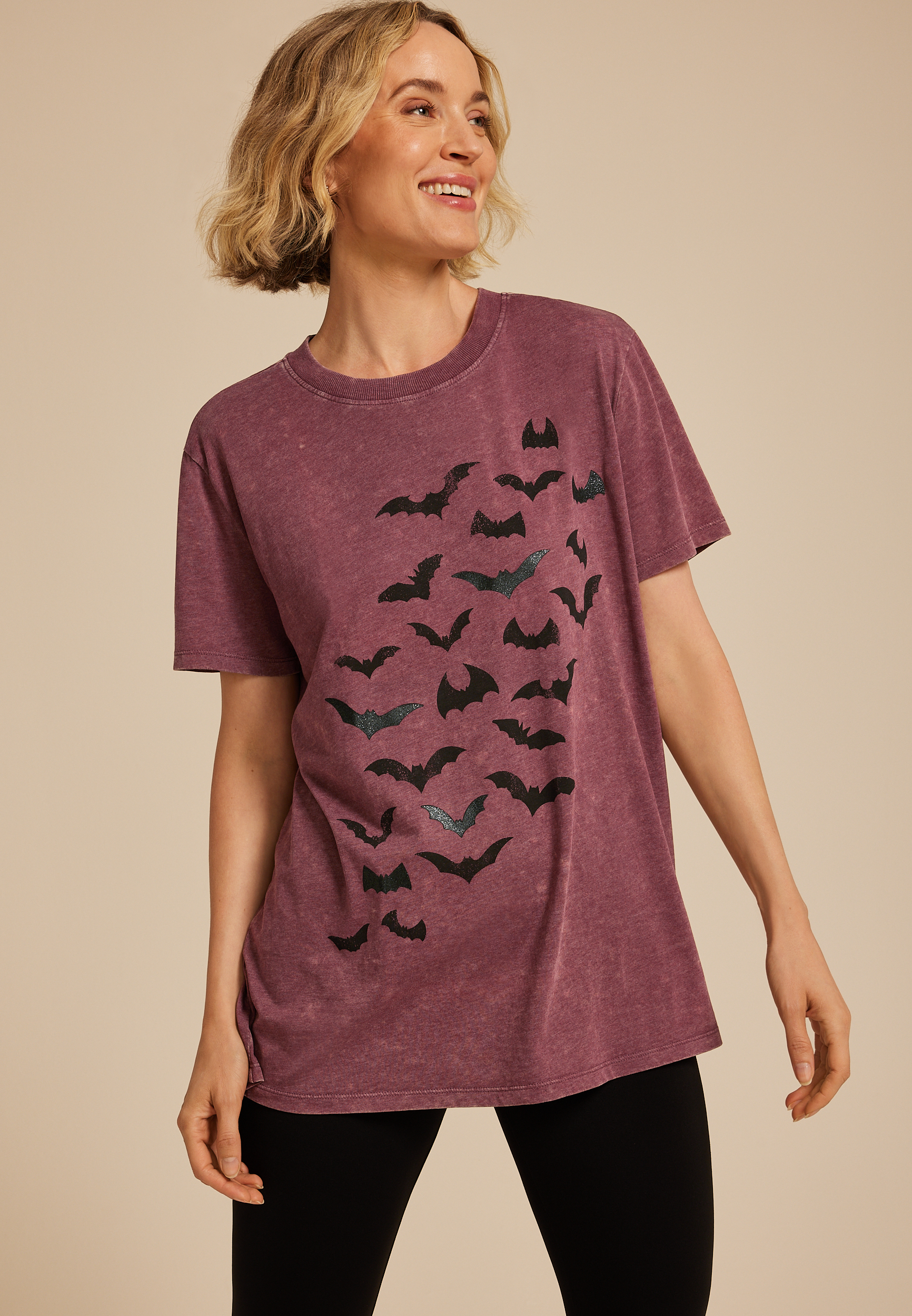 Halloween Bats Oversized Fit Graphic Tee