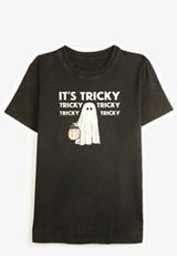Its Tricky Halloween Ghost Oversized Fit Graphic Tee, , small