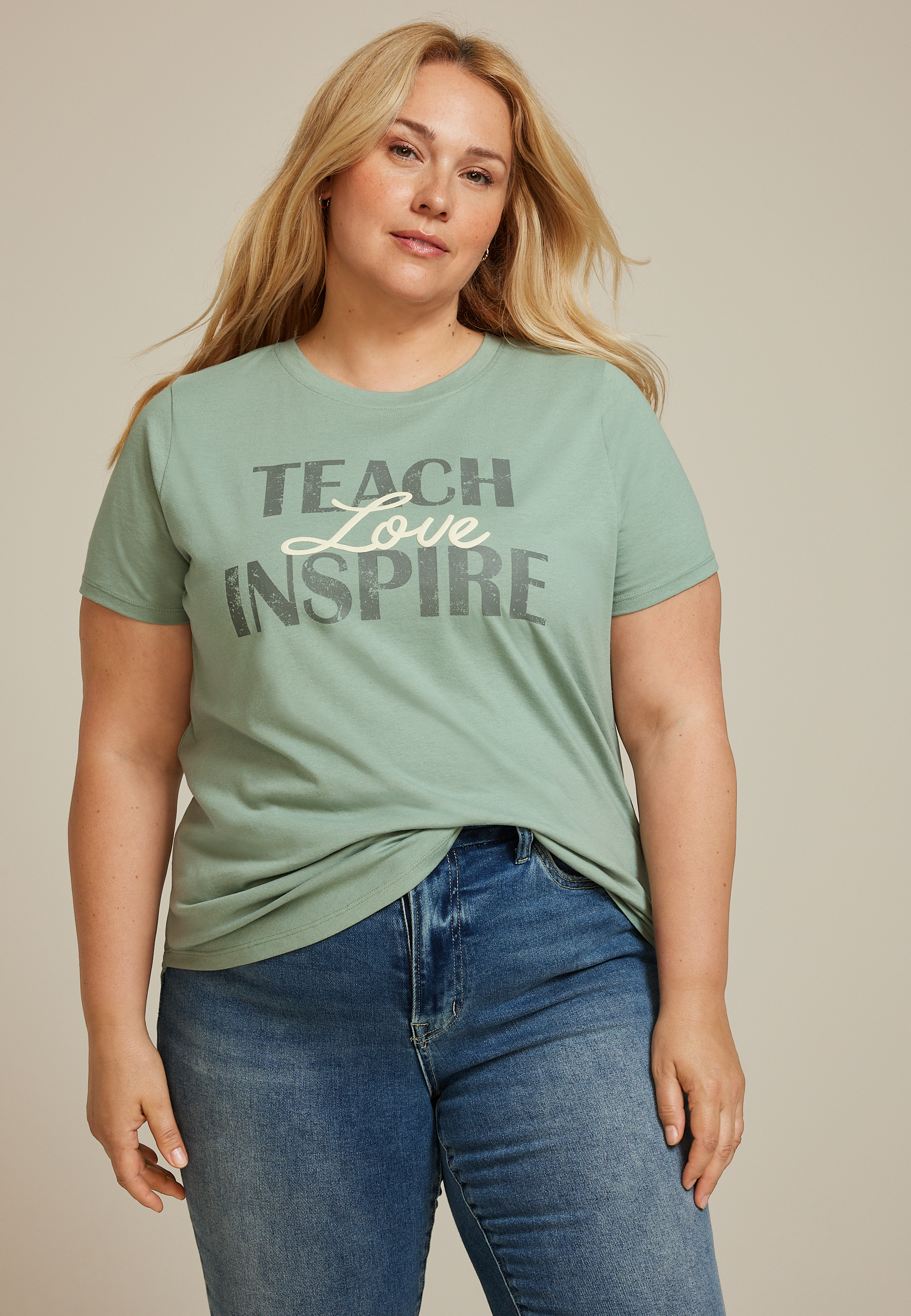 Plus Size Teach Love Inspire Classic Fit Graphic Tee