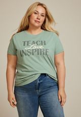 Plus Size Teach Love Inspire Classic Fit Graphic Tee, C4610, small