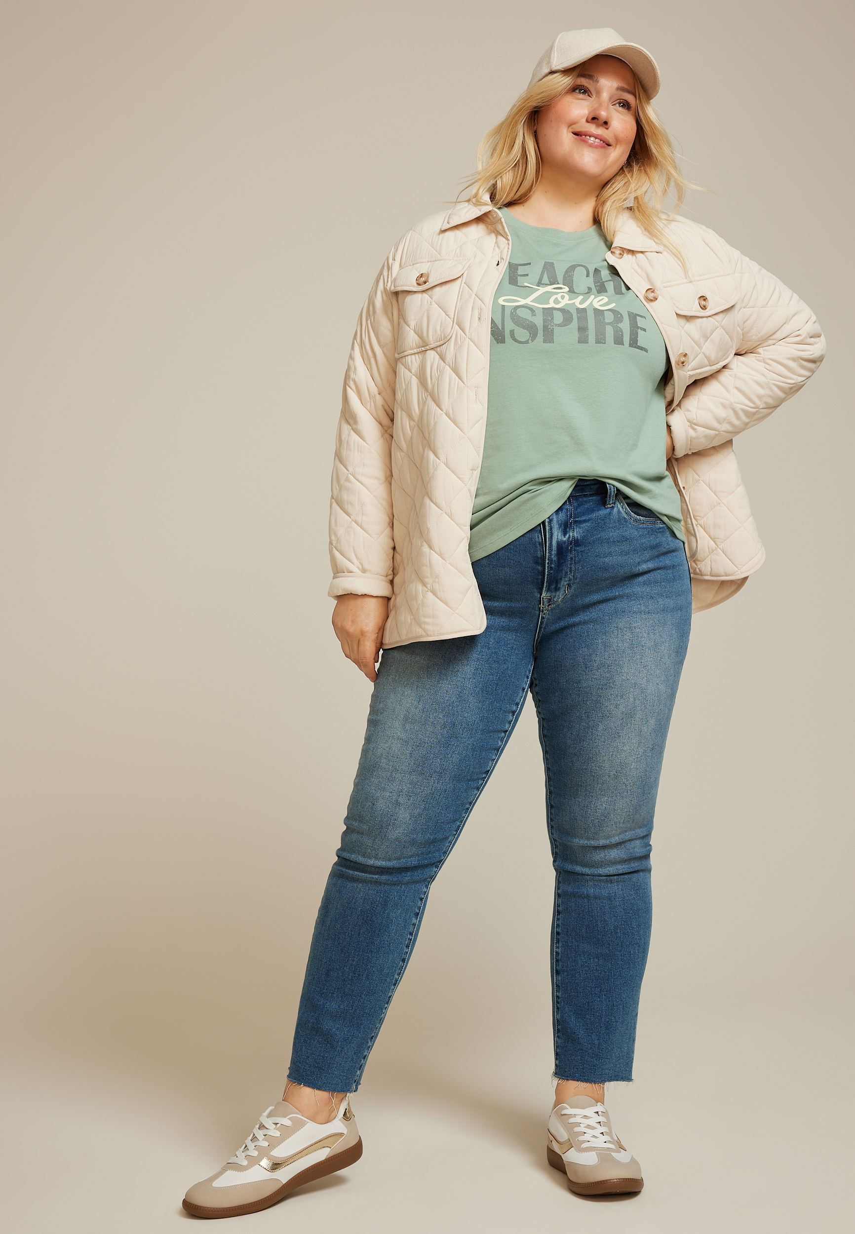 Plus Size Teach Love Inspire Classic Fit Graphic Tee, C4610, large