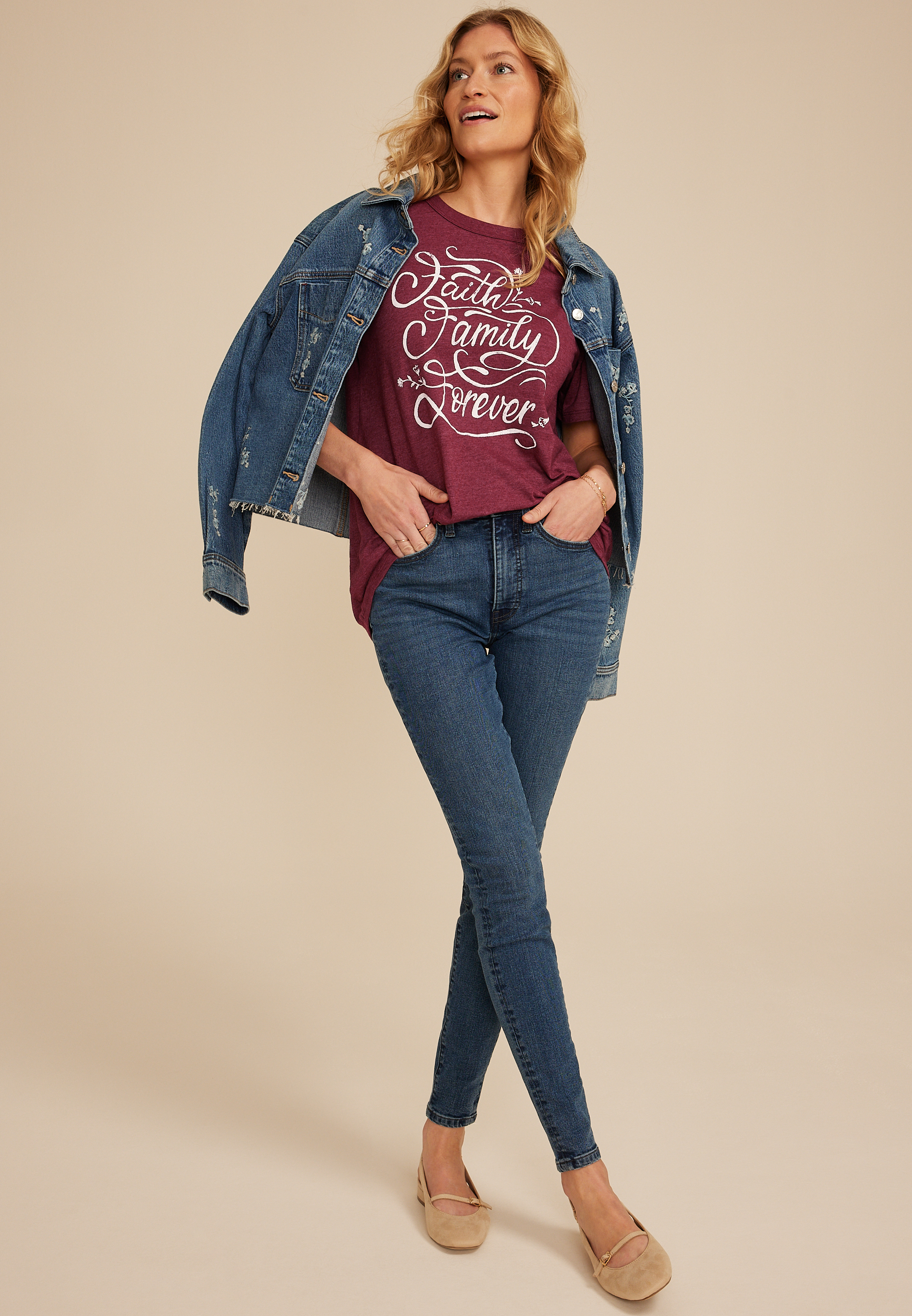 Faith Family Forever Oversized Fit Graphic Tee, C830, large
