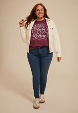 Plus Size Faith Family Forever Oversized Fit Graphic Tee, C830, small