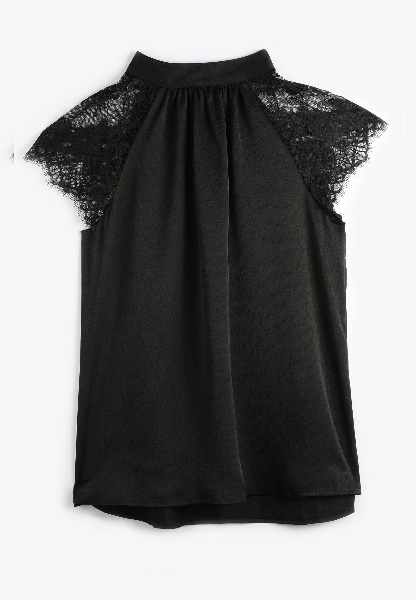 Black Lace Short Sleeve Blouse
