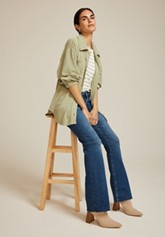High Rise Side Seam Wide Leg Jean