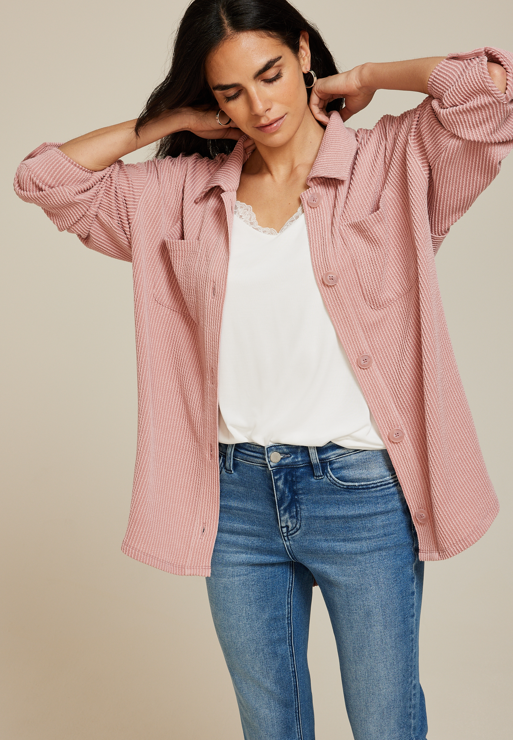 Wavy Ribbed Shacket