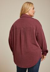 Plus Size Wavy Ribbed Shacket, C5325, small