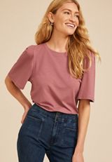 Solid Flutter Sleeve Tee, C4291, small