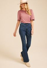 Solid Flutter Sleeve Tee, C4291, small