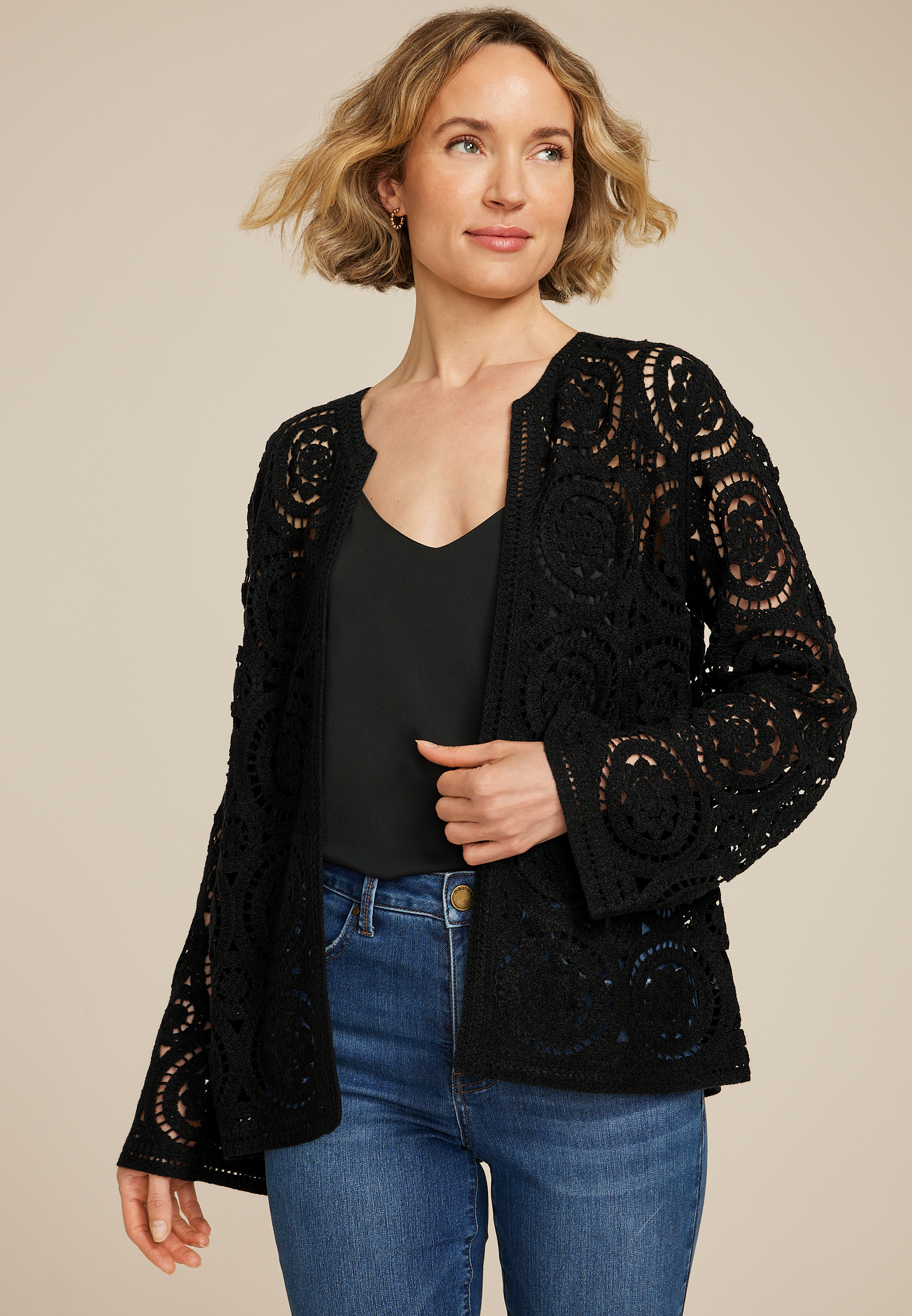 Crochet Long Sleeve Cardigan