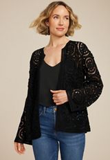 Crochet Long Sleeve Cardigan, C106, small