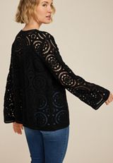 Crochet Long Sleeve Cardigan, C106, small