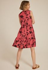 Bare Floral Notch Neck Skater Dress, , small