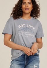Not Lost Just Exploring Relaxed Fit Graphic Tee, Blue Fade, small