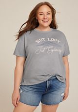 Plus Size Not Lost Just Exploring Relaxed Fit Graphic Tee, C4656, small