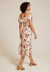 Floral Off The Shoulder Smocked Midi Dress, , small