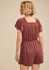 Bare Smocked Square Neck Romper, , small
