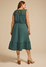 Plus Size Crochet Trim Top Midi Dress, C974, small