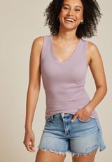Baby Rib V Neck Tank Top, , small