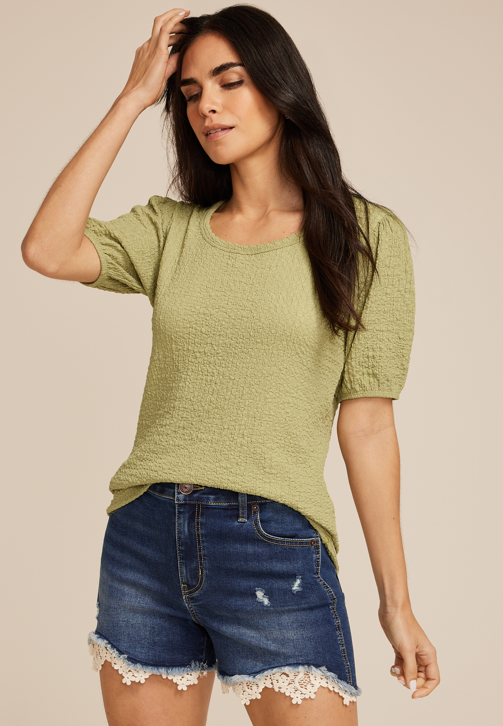 Pucker Puff Sleeve Top