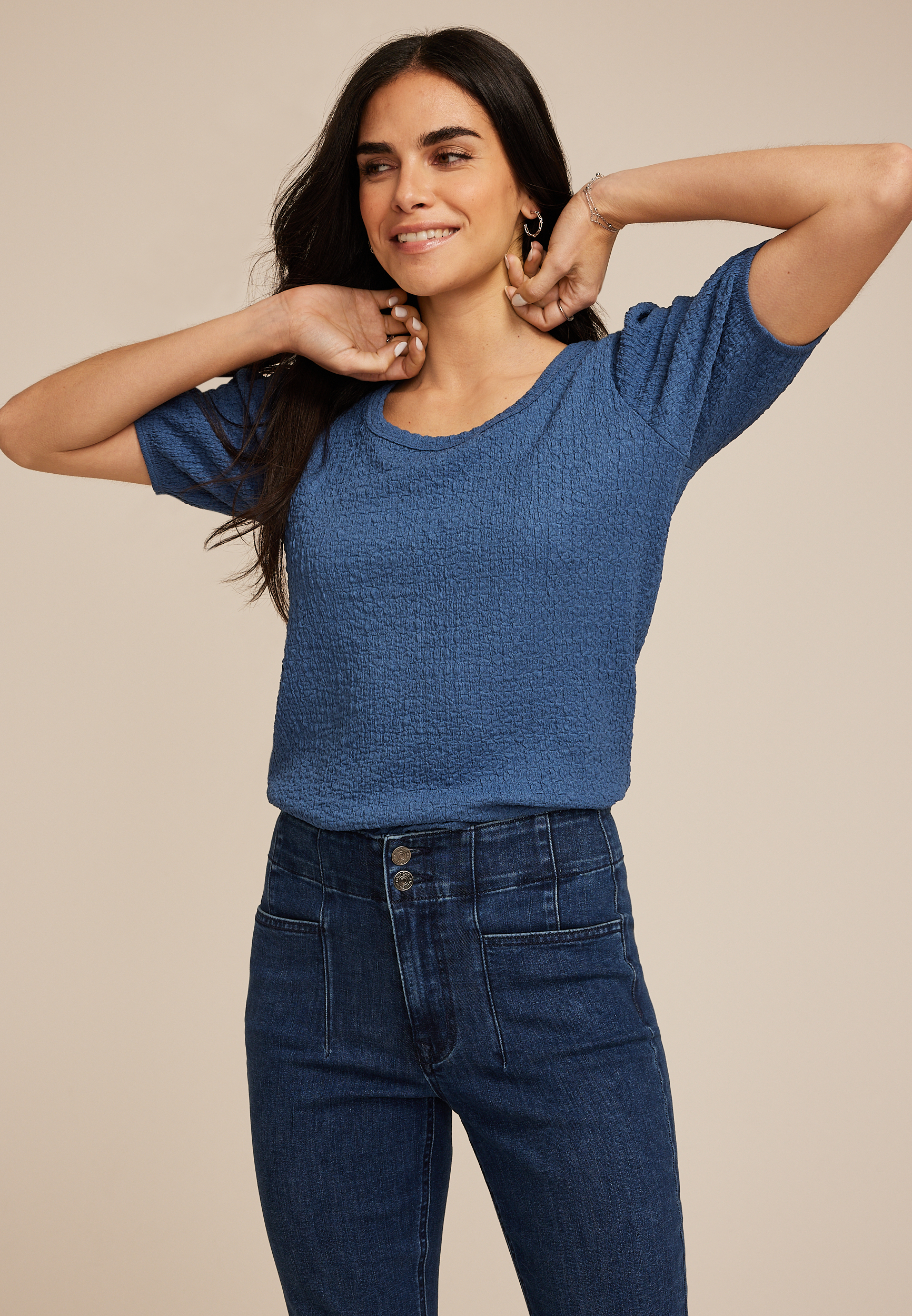 Pucker Puff Sleeve Top