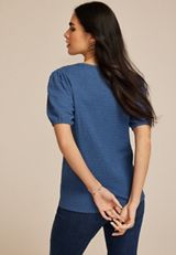Pucker Puff Sleeve Top, C8138, small