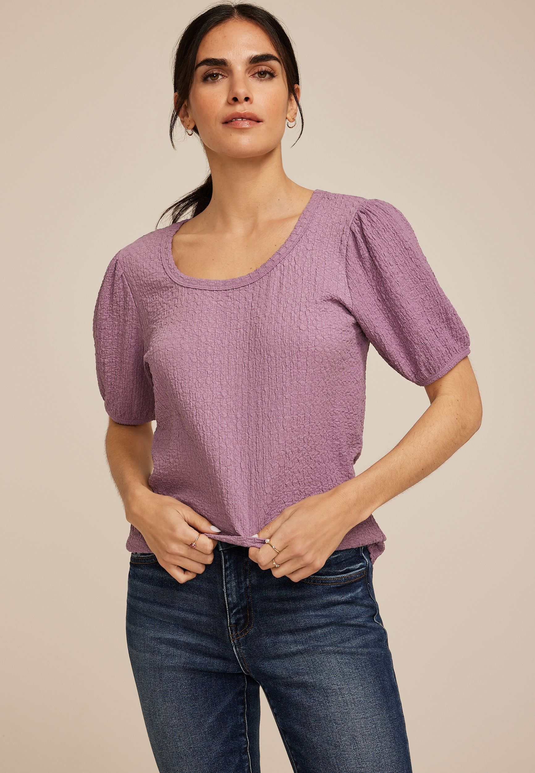 Pucker Puff Sleeve Top