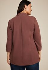 Plus Size Versa 3/4 Sleeve Blazer, COCONUT SHELL, small
