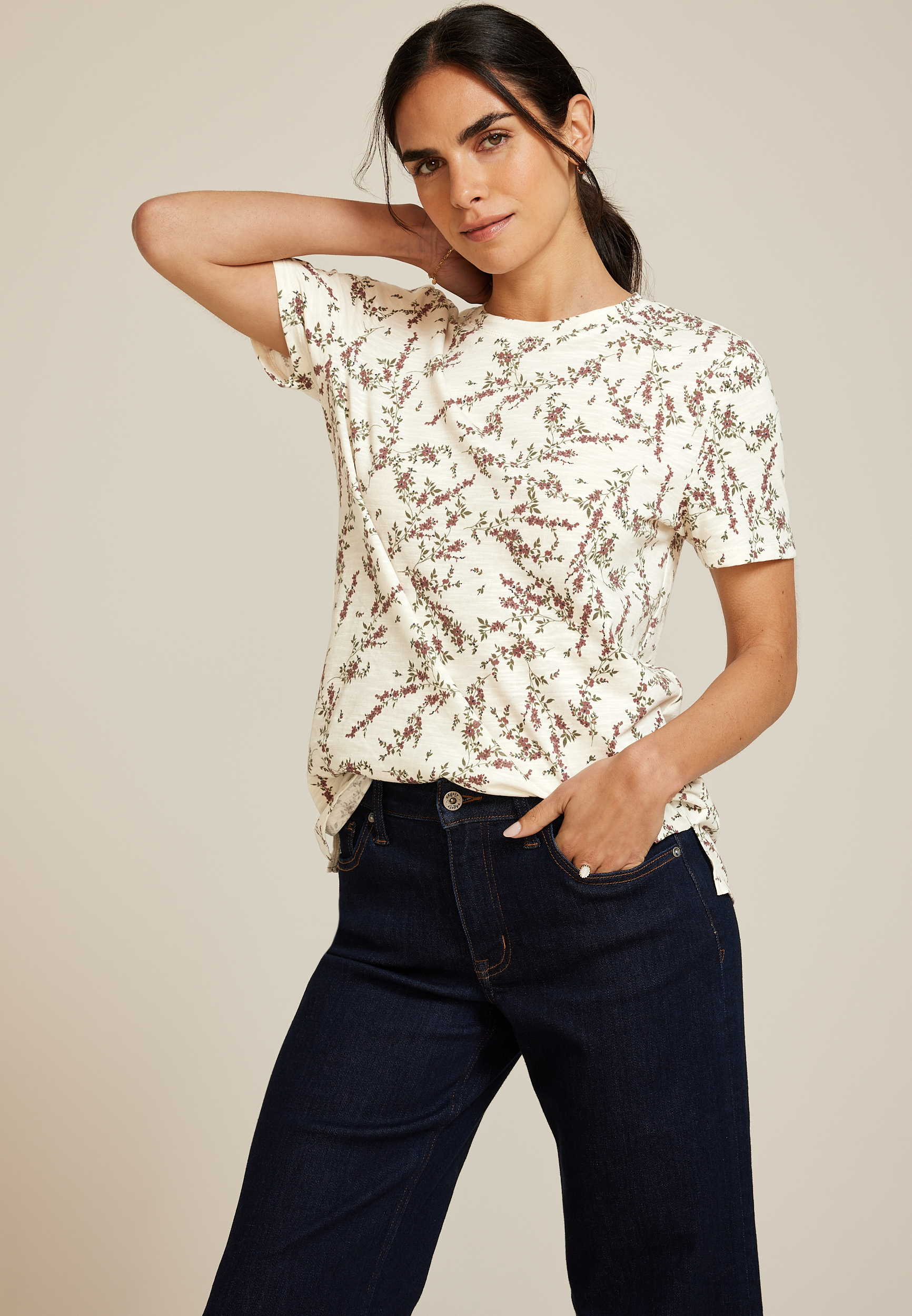24/7 Dawson Floral Crew Neck Tee, C1524, large