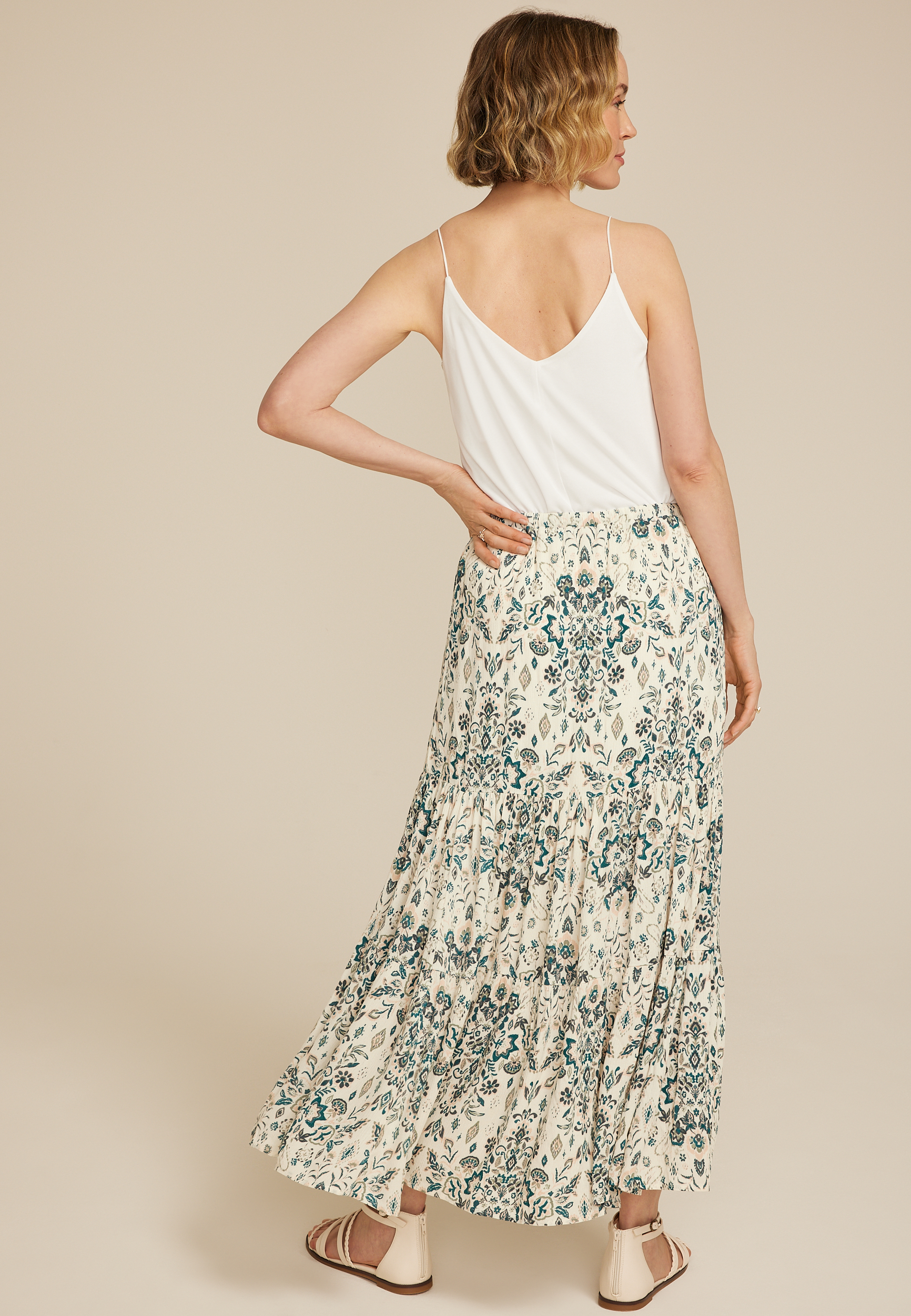 Multi Print High Rise Maxi Skirt, C1524, large