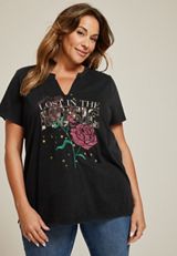 Plus Size Lost In The Music Classic Fit Graphic Tee, C106, small
