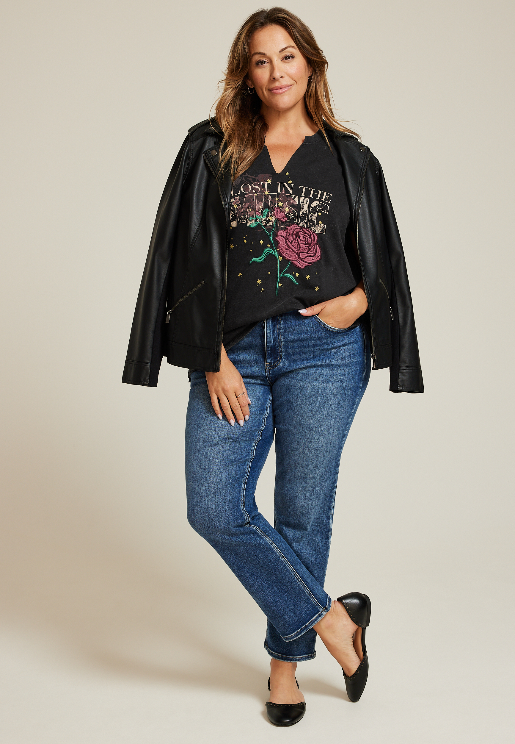 Plus Size Lost In The Music Classic Fit Graphic Tee, C106, large