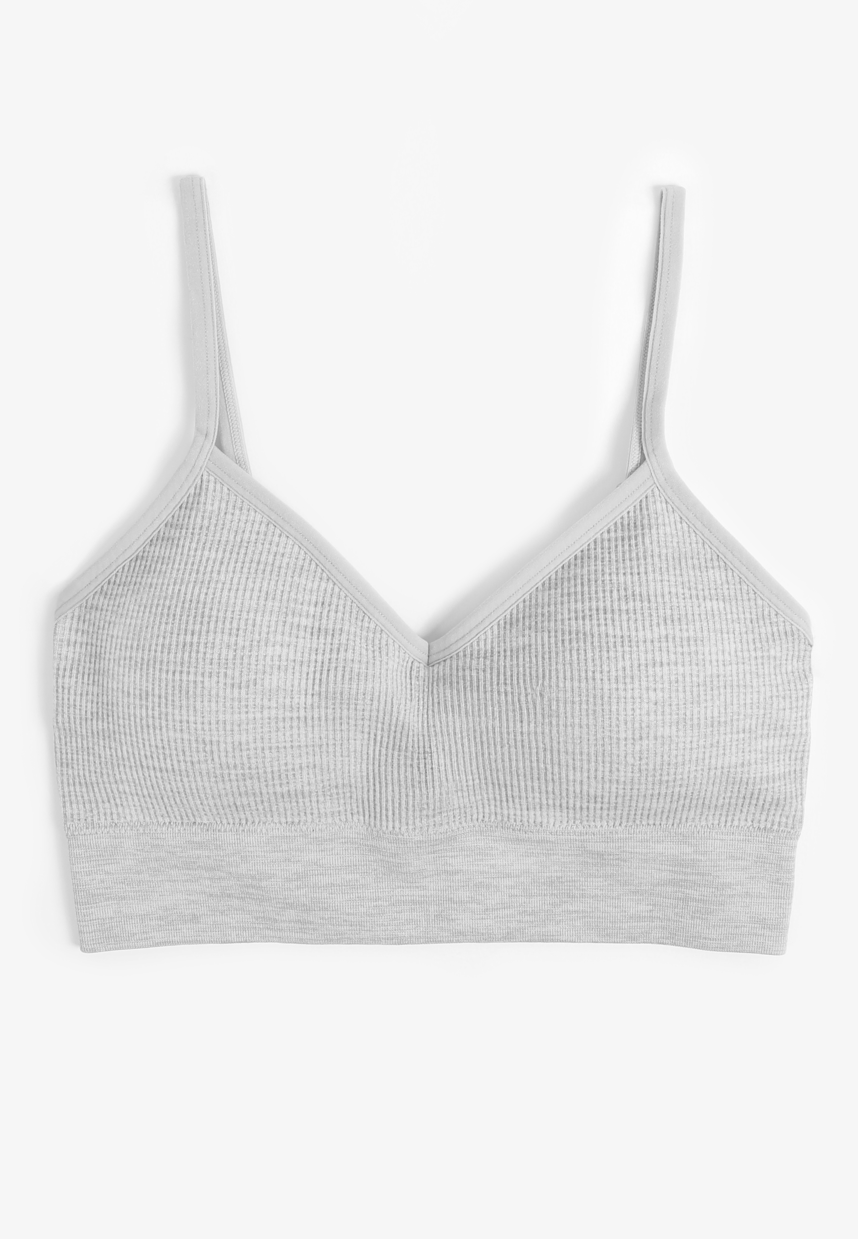 True Stretch Heathered Seamless Ribbed V Neck Bralette