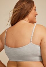 True Stretch Heathered Seamless Ribbed V Neck Bralette, C3348, small